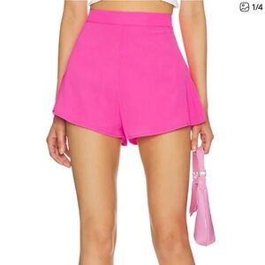 superdown Hot Pink High-Waist Flared Shorts